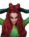 a woman with long red hair wearing a green outfit