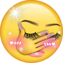 a yellow smiley face with long eyelashes