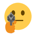 a smiley face with a gun in it's mouth