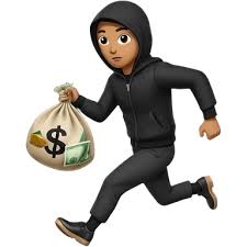 a man in a hoodie running with a bag of money