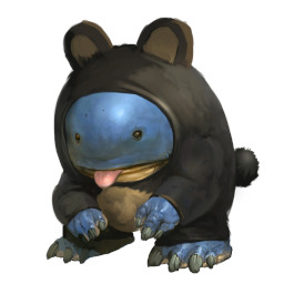 a blue and black animal wearing a black jacket