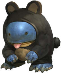 a drawing of a blue and black animal