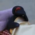 pingu on bed yawning random