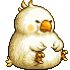 a pixel art picture of a white chicken
