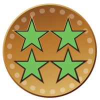 three green stars on a brown background