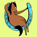 a picture of a horse sitting in a chair