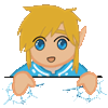 a drawing of a person with blue eyes