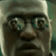 a close up of a person wearing glasses
