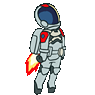 an astronaut with a rocket in his hand