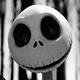 a black and white photo of a jack skellingy face