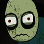 a cartoon character with a sad look on his face