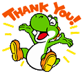 an image of a cartoon character with the words thank you