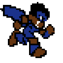 a pixel art picture of a teddy bear running