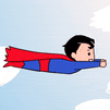 a man flying through the air in a superman costume