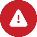 a red circle with a white triangle on it