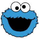a blue cookie monster with big eyes