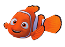 an orange clown fish with a smile on it's face