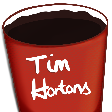a red cup with the words tim hortons on it