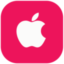 an apple logo with a pink background