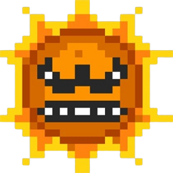 a pixel art pumpkin with a smile on it's face