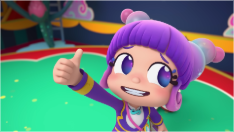 a cartoon character giving a thumbs up