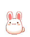 a pixeled image of a rabbit with pink ears