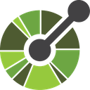 a black and green circle with a spoon