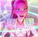 a girl with pink hair wearing a white outfit