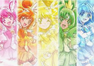 a group of anime girls standing next to each other