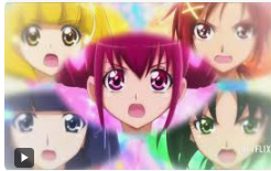 a group of anime girls with different colored eyes