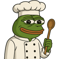 a frog dressed as a chef holding a spoon