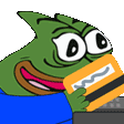 a cartoon character holding a credit card