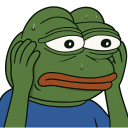 a cartoon frog with a sad look on his face