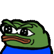 a cartoon frog with a blue shirt on