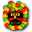 a pixellated image of a clown face