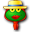 a green frog wearing a hat and a red tie