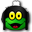 a green frog wearing headphones and a hat