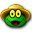 a green frog wearing a hat with big eyes