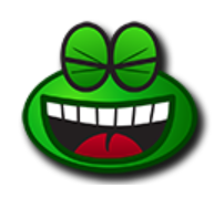 a green face with a bow on it's head