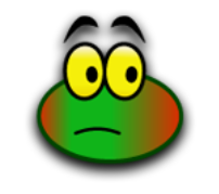 a green frog with a sad look on his face