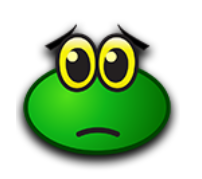 a sad looking green frog with big eyes