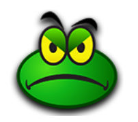 a sad green frog with yellow eyes