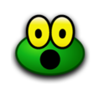 a green frog with a surprised look on its face
