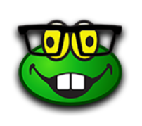 a green face with glasses on it