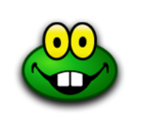 a green smiley face with yellow eyes