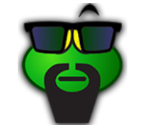 a green face with sunglasses on top of it