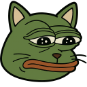 a green cat with a mustache and eyes