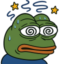a green frog with a sad look on his face