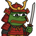 a cartoon frog wearing a helmet and holding a sword