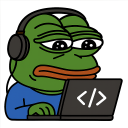a frog wearing headphones and using a laptop